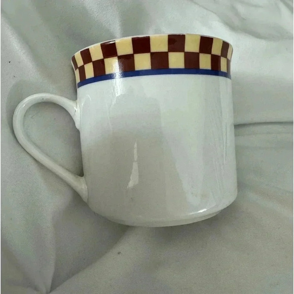 Vintage Goose Duck Bird Coffee Mug Cup Checkered Border 90’s Country Farmhouse - Picture 3 of 7